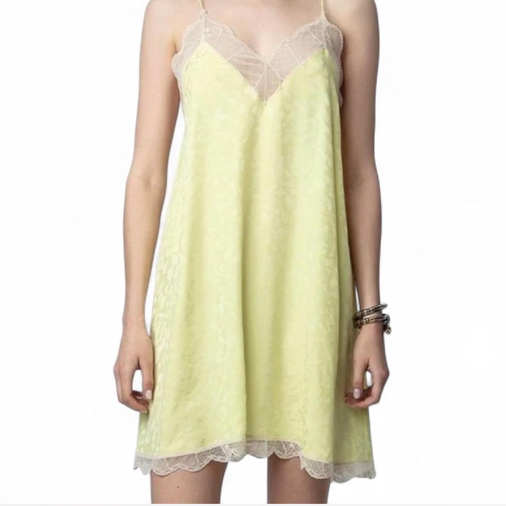 Zadig & Voltaire Light Yellow Lace Midi Dress